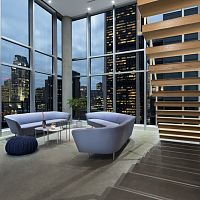 Contemporary sofa LOOP fabricleathersynthetic leather