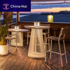 Illuminated high bar table HALOcontemporaryHPLaluminum base