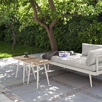 Contemporary side table Rioteakaluminum baserectangular