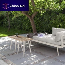 Contemporary side table Rioteakaluminum baserectangular