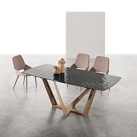 Contemporary dining table PRIAMO GLASSglasspainted metal basebrushed metal base