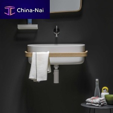 Wall-mounted washbasin EVLACPHUGCristalplant®polyurethanewith towel rack