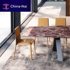 Contemporary chair Miaindoorleathermetal base