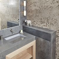 Wall-mounted stone slab CNEVIRES POMMELpolishedmarble lookbrown
