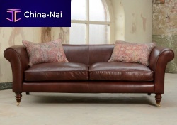 Traditional sofa BEAULIEUfabricleatherbrown