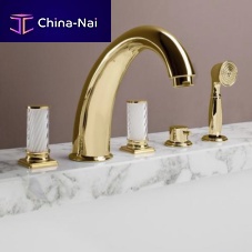 Double-handle bathtub mixer tap FORTUNY 000RBFN043CRdeck mountedgold-plated brassbathroom
