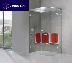 Steam shower BODY+SOULglasswith hinged doorfor alcoves