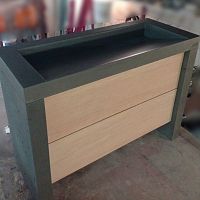 Free-standing washbasin cabinet woodencementcontemporary