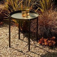 Contemporary side table Fresbeeteakaluminumaluminum base
