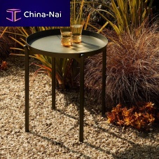 Contemporary side table Fresbeeteakaluminumaluminum base