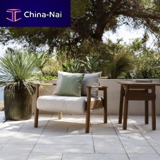 Contemporary armchair Pomalo fabricteakwith removable cushion