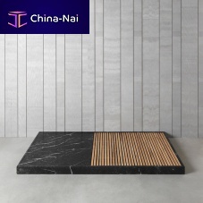 Rectangular shower base CAMPIAROraisedmarblewooden