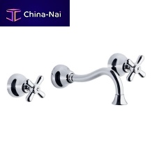 Double-handle washbasin mixer tap 3120Cwall-mountedchrome-plated brassnickel