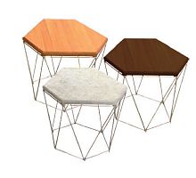 Contemporary side table FACET ROCKteakpentagonalhome