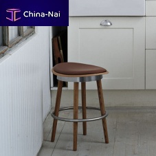Contemporary stool STURDYleatherwooden baseupholstered