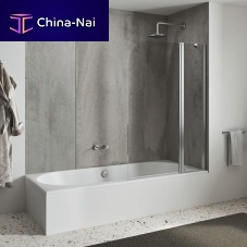 Pivoting bath screen LIGHT Vtempered glass1 panelclear glass