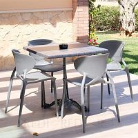 Classic table ANTONIETA / 4woodencast aluminum basesquare