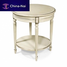 Louis XVI style side table YVON oakmahoganyleather