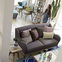 Traditional sofa WAVE fabricmulti-colorwooden
