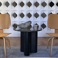 Contemporary side table Giorgia lacquered woodsmoked glassmarble