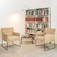 Contemporary side table ADHOCmetalleathersquare