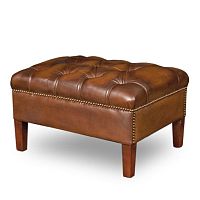 Chesterfield pouf COUNTRY leatherwoodenrectangular