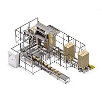 Low level infeed palletizer SIRIOtrayfor canscarton