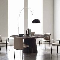 Contemporary table Art 180marbleleather baseround