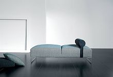 Contemporary upholstered bench SEVENfabricblue