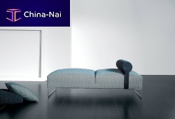 Contemporary upholstered bench SEVENfabricblue