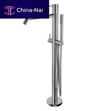 Shower mixer tap LIGfor bathtubfloor-mountedchromed metal