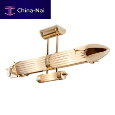 Original design ceiling light ZEPPELIN GOLDtubularglasspolished brass