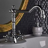 Double-handle washbasin mixer tap V5400countertopchrome-plated brassbathroom