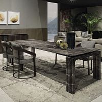 Contemporary dining table DOMINICmarblewooden basemarble base