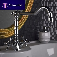 Double-handle washbasin mixer tap V5400countertopchrome-plated brassbathroom