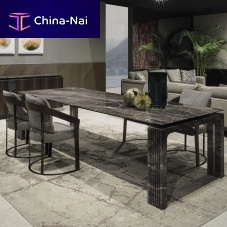 Contemporary dining table DOMINICmarblewooden basemarble base