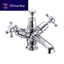Double-handle washbasin mixer tap CLAREMONT: T12countertopbrassbathroom