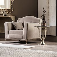 Traditional side table CALICEsmoked glasssteel baseround