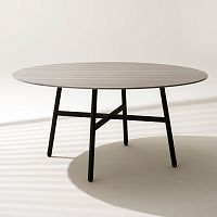 Contemporary dining table GAMMA 160teaksandstonelacquered stainless steel base