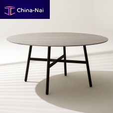 Contemporary dining table GAMMA 160teaksandstonelacquered stainless steel base