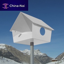 Powder-coated steel birdhouse PIEP SHOW XXLaluminumwith post