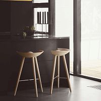 Scandinavian design bar stool ML42oakbeechsteel base