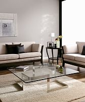 Contemporary coffee table T-782glassstainless steel baserectangular