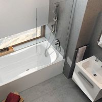 Fixed bath screen Steltonleft handreversibletempered glass
