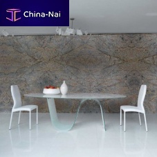 Contemporary dining table INFINITY : TAV001Ftempered glasschrome steeloval