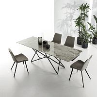 Contemporary table GALAXYtempered glassporcelain stonewarepainted metal base