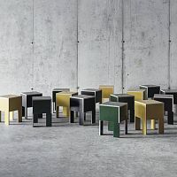 Contemporary stool J.M.Bplywoodresin baseblack