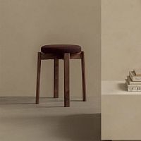 Contemporary stool PASSAGEoakwalnutoak base