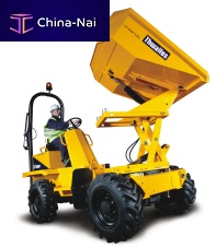 Rubber-tired dumper dieselwith lift-and-swivel skip