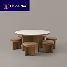 Contemporary stool AUDREYleatherMDFwooden base